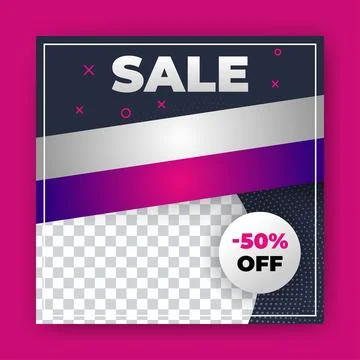 Editable Post Template Social Media Banners for Digital Marketing with disc.. Stock Illustration