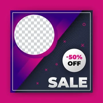 Editable Post Template Social Media Banners for Digital Marketing with disc.. Stock Illustration