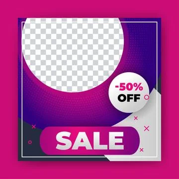 Editable Post Template Social Media Banners for Digital Marketing with disc.. Stock Illustration