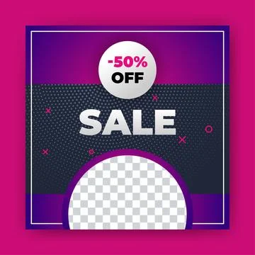 Editable Post Template Social Media Banners for Digital Marketing with disc.. Stock Illustration