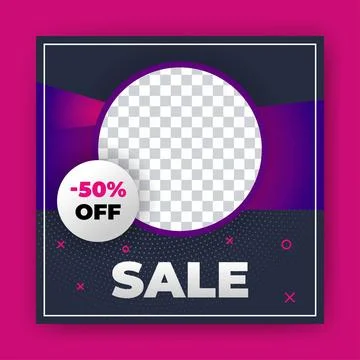 Editable Post Template Social Media Banners for Digital Marketing with disc.. Stock Illustration