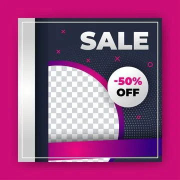 Editable Post Template Social Media Banners for Digital Marketing with disc.. Stock Illustration