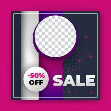Editable Post Template Social Media Banners for Digital Marketing with disc.. Stock Illustration