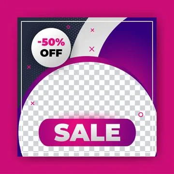 Editable Post Template Social Media Banners for Digital Marketing with disc.. Stock Illustration