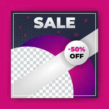 Editable Post Template Social Media Banners for Digital Marketing with disc.. Stock Illustration