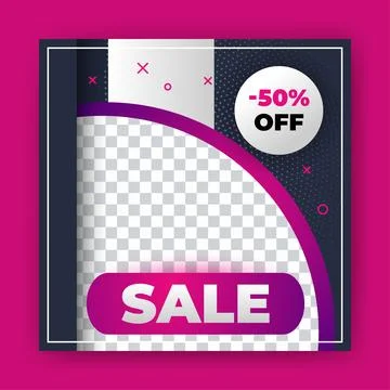 Editable Post Template Social Media Banners for Digital Marketing with disc.. Stock Illustration