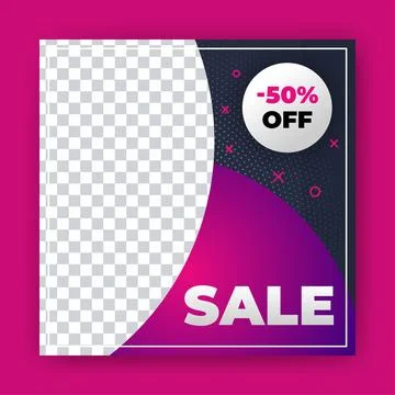 Editable Post Template Social Media Banners for Digital Marketing with disc.. Stock Illustration