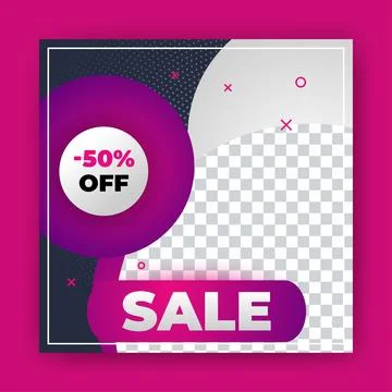 Editable Post Template Social Media Banners for Digital Marketing with disc.. Stock Illustration