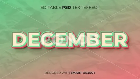 PSD Template: Editable PSD Text Effect of December for Title, Copy ...