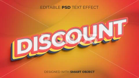 Editable PSD Text Effect of Discount Sale for Title, Copy, Poster, Discount, etc PSD Template