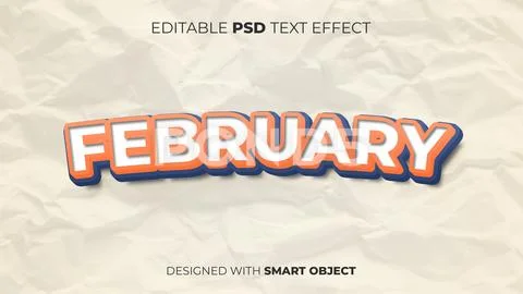 Editable PSD Text Effect of February for Title, Copy, Poster, Event, etc. Modello PSD