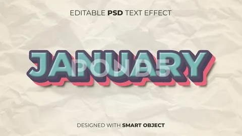Editable PSD Text Effect of January for Title, Copy, Poster, Event, etc ...