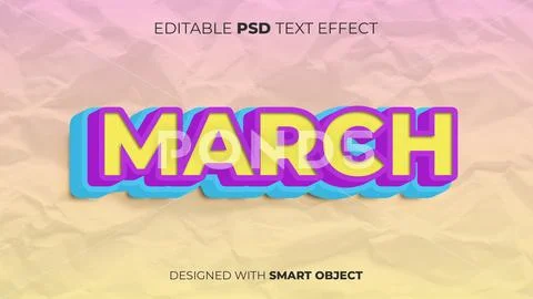 Editable PSD Text Effect of March for Title, Copy, Poster, Event, etc. Modello PSD