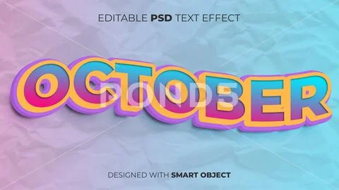 Editable PSD Text Effect of October for Title, Copy, Poster, Event, etc. PSD Template