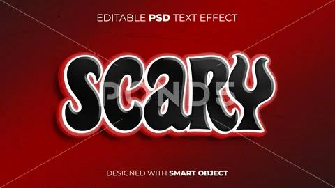 Editable PSD Text Effect of Scary for Title, Copy, Poster, Event, etc. Template PSD