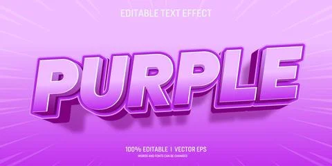 Editable purple vector 3d text effect with modern style design Stock Illustration