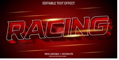 Editable racing vector 3d text effect with modern style designs Stock Illustration