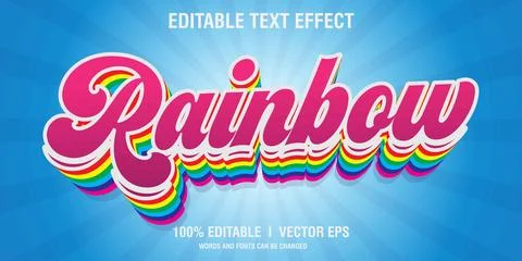 Editable rainbow vector 3d text effect with modern style design Stock Illustration
