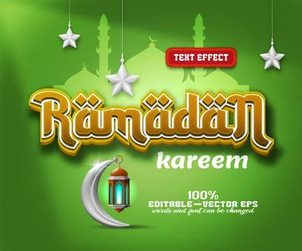 Editable Ramadan Kareem text effect. Stock Illustration
