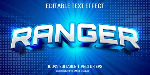 Editable Ranger vector 3d text effect with modern style design Stock Illustration