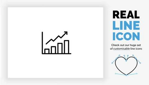 Editable real line icon of a graph showing positive financial result Stock Illustration