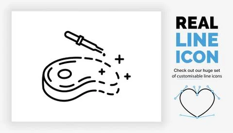 Editable real line icon of lab grown meat Stock Illustration