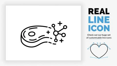 Editable real line icon of lab grown meat Stock Illustration