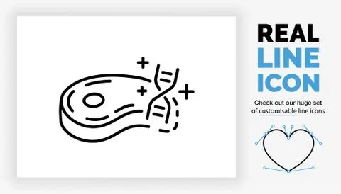 Editable real line icon of lab grown meat Stock Illustration
