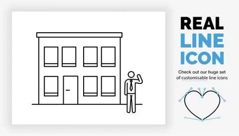 Editable real line icon of a stick figure small business owner in a suit Stock Illustration