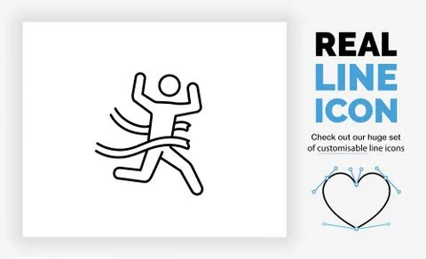 Editable real line icon of a stick figure running as a athletic sport Stock Illustration