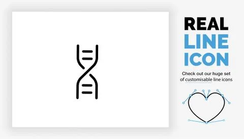 Editable real line icon of a string of DNA used in biology Stock Illustration