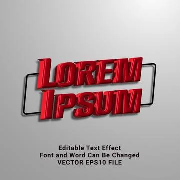 Editable red inflate lorem ipsum text effect Stock Illustration