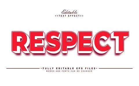 Editable red respect text effect Stock Illustration
