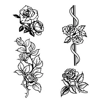 Editable set of four vector roses clipart on the white background. EPS10. Stock Illustration