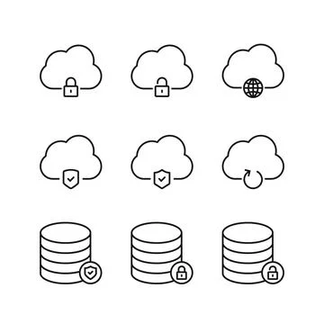Editable Set Icon of Cloud Computing, Vector illustration isolated on white.. 스톡 일러스트