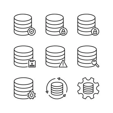 Editable Set Icon of Database, Vector illustration isolated on white backgr.. 스톡 일러스트