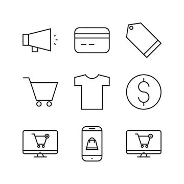 Editable Set Icon of E-Commerce, Vector illustration isolated on white back.. Stock Illustration