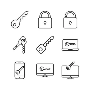 Editable Set Icon of Key Protection, Vector illustration isolated on white .. Stock Illustration
