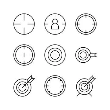 Editable Set Icon of Target, Vector illustration isolated on white backgrou.. Illustrazione stock