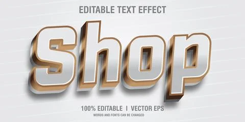 Editable shop vector 3d text effect with modern style design Stock Illustration
