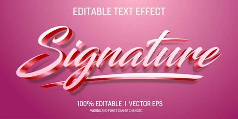 Editable signature vector 3d text effect with modern style design Stock Illustration