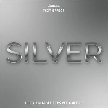 Editable Silver Text Effect Vector 스톡 일러스트