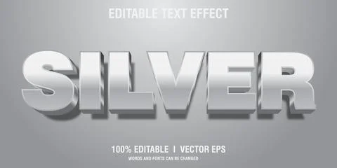 Editable silver vector 3d text effect with modern style design Illustrazione stock