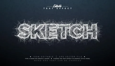 Editable Sketch Drawing Illustrator Text Effect Design Vector Graphic Style.. Stock Illustration