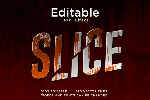 Editable Slice Slash 3D Text Effect Rusty Metal Vector Style Stock Illustration