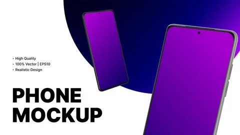 Editable Smartphone Mockup for Device, App, UI Advertisement Stock Illustration