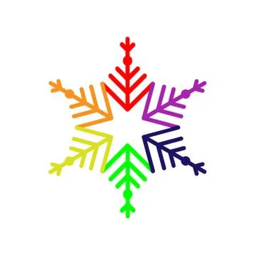 Editable Snowflake icon in rainbow colors. For New year, Christmas, winter Stock Illustration