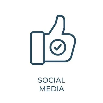Editable social media thin vector line icon. Thumb up with check mark web sit Stock Illustration