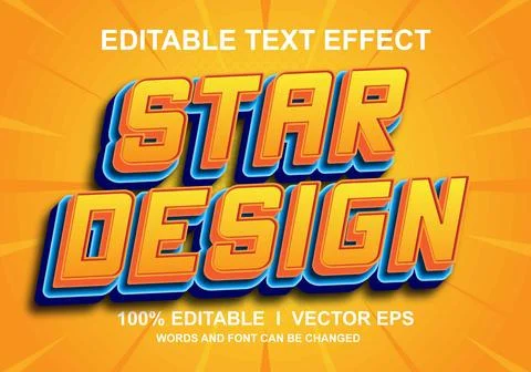 Editable star design 3d vector text effect with modern style design Stock Illustration