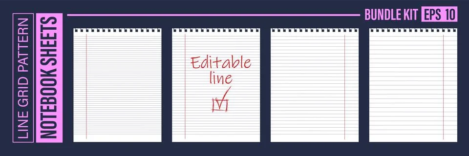 Editable stripe line paper pattern vector for children education projects. イラスト素材